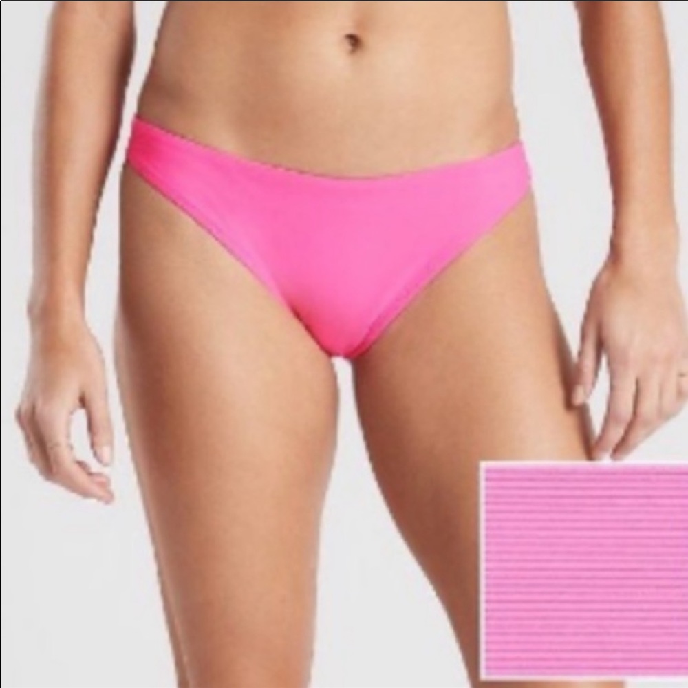 NWT Athleta Pink Cloudbreak Rib Bikini Bottom. Lg